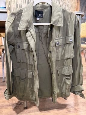 KUT from the Kloth Olive Green Utility Military Field Jacket Women's Small